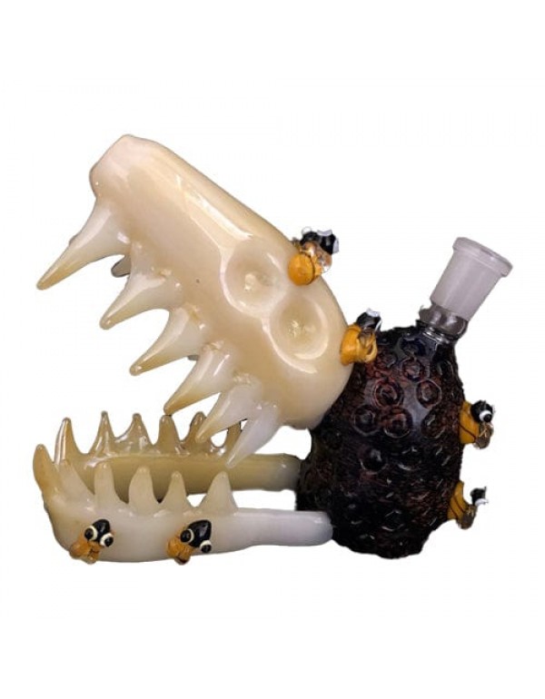 Heady Handmade Glass T-Rex Bong w/ Honeybee Accents