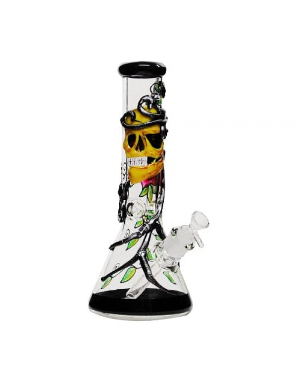 Bjorn Jorgøn Rose & Skull Glass Beaker Bong