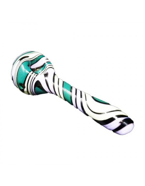 Wig-Wag Handmade Glass Spoon Pipe w/ Teal Accent