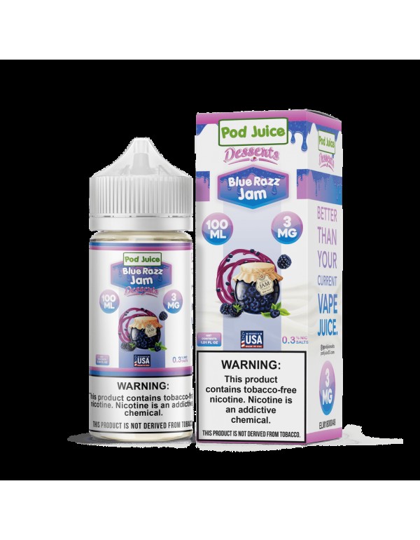 Pod Juice Desserts Blue Razz Jam TF 100ml Vape Jui...